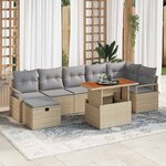 vidaXL Ensemble de canapé de jardin 8 Pièces Beige polyrotin