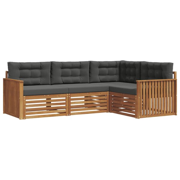 vidaXL Ensemble de canapés d'extérieur 4 pc Naturel et Anthracite