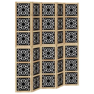 vidaXL Cloison de séparation 5 panneaux marron noir paulownia massif