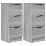 vidaXL Buffets 2 Pièces Sonoma gris 30x30x70 cm Bois d'ingénierie