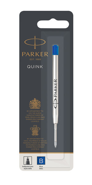 PARKER recharge bille Quinkflow  pointe large  bleue  blister X 1