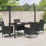 Ensemble de Salle à Manger de Jardin 5 Pièces avec Coussins en Poly Rattan Noir