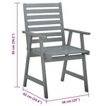 vidaXL Chaises à manger d'extérieur lot de 3 et coussins Acacia massif