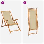 vidaXL Chaise de plage Beige Bois de teck massif