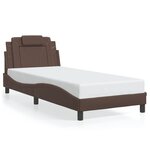vidaXL Cadre de lit avec lumières LED marron 90x200 cm similicuir