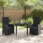 vidaXL Ensemble de salle à manger pour jardin 3 Pièces Noir polyrotin