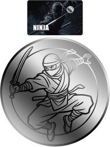 Monnaie NINJA 1/500 Oz Platine 25$ Liberia 2026 (PRÉCOMMANDE)