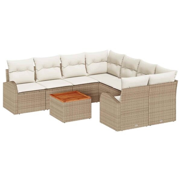 vidaXL Ensemble de canapé de jardin 9 Pièces Beige et blanc