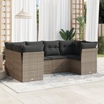 vidaXL Salon de jardin 6 Pièces avec coussins gris résine tressée