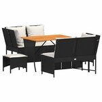 vidaXL Salon de jardin 5 Pièces avec coussins noir résine tressée