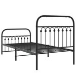 vidaXL Cadre de lit métal avec tête de lit/pied de lit noir 90x200 cm