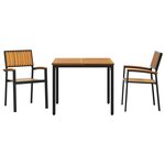vidaXL Ensemble de salle à manger pour jardin 3 Pièces Noir et marron