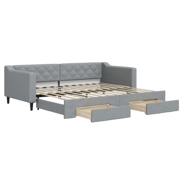 vidaXL Lit de jour avec gigogne et tiroirs sans matelas 90x200 cm