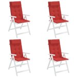 vidaXL Coussins de chaise à dossier haut lot de 4 rouge tissu oxford