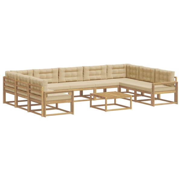 vidaXL Ensemble de canapés d'extérieur 10 pc Blanc et Beige