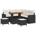 vidaXL Ensemble de Canapés de Jardin de 8 Pièces avec Coussins Noir Poly Rotin Acacia
