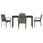 vidaXL Ensemble de Salle à Manger de Jardin 5 Pièces Avec Coussins Gris Poly Rattan
