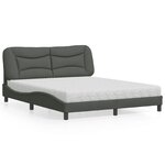 vidaXL Lit avec matelas gris foncé 160x200 cm tissu