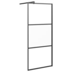 vidaXL Paroi de douche 80x195 cm Verre ESG demi-dépoli Noir