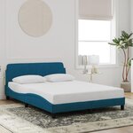 vidaXL Cadre de lit et tête de lit sans matelas bleu 140x200cm velours