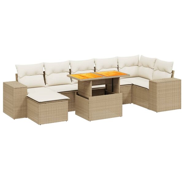 vidaXL Salon de jardin avec coussins 8 Pièces beige résine tressée