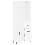 vidaXL Buffet haut Blanc 69 5x34x180 cm Bois d'ingénierie
