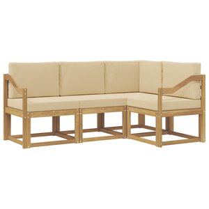 vidaXL Ensemble de canapés d'extérieur 4 pc Blanc et Beige