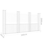 vidaXL Panier de gabion en forme de U avec 4 poteaux Fer 380x20x200 cm