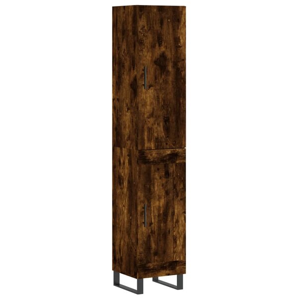 vidaXL Buffet haut Chêne fumé 34 5x34x180 cm Bois d'ingénierie