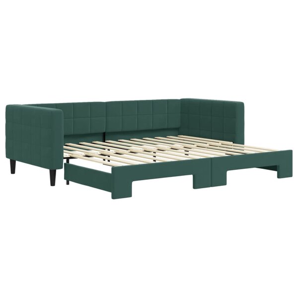 vidaXL Lit de jour avec lit gigogne vert foncé 90x200 cm velours