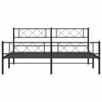 vidaXL Cadre de lit métal sans matelas avec pied de lit noir 183x213cm