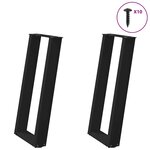 vidaXL Pieds de table console en U  2 pièces  noir  28 x (72-73) cm  acier