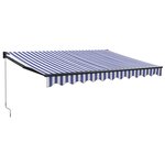 vidaXL Auvent rétractable bleu et blanc 3x2 5 m tissu et aluminium