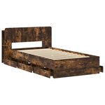 vidaXL Cadre de lit avec rangement Chêne fumé 90 x 200 cm