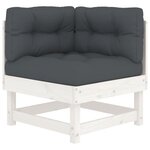 vidaXL Salon de jardin 4 Pièces avec coussins blanc bois massif