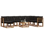 vidaXL Ensemble de canapés d'extérieur 9 pc Naturel et noir