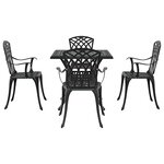 vidaXL Ensemble de tables de jardin 5 Pièces Noir Aluminium coulé