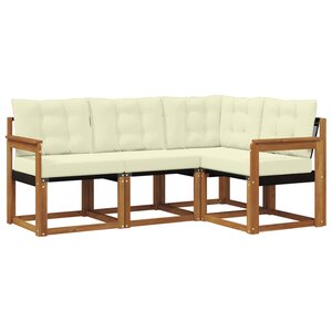 vidaXL Ensemble de canapés d'extérieur 4 pc Naturel et Crème