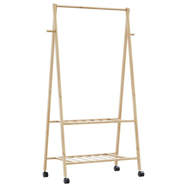vidaXL Porte-vêtements et étagères et roulettes 96x45 5x155 5cm bambou