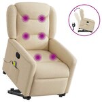 vidaXL Fauteuil inclinable de massage Crème Tissu