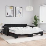 vidaXL Lit de jour avec lit gigogne et matelas noir 100x200 cm velours