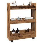 vidaXL Chariot de rangement étroit 3 niveaux vieux bois