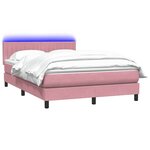 vidaXL Sommier à lattes de lit avec matelas et LED rose 140x220 cm velours