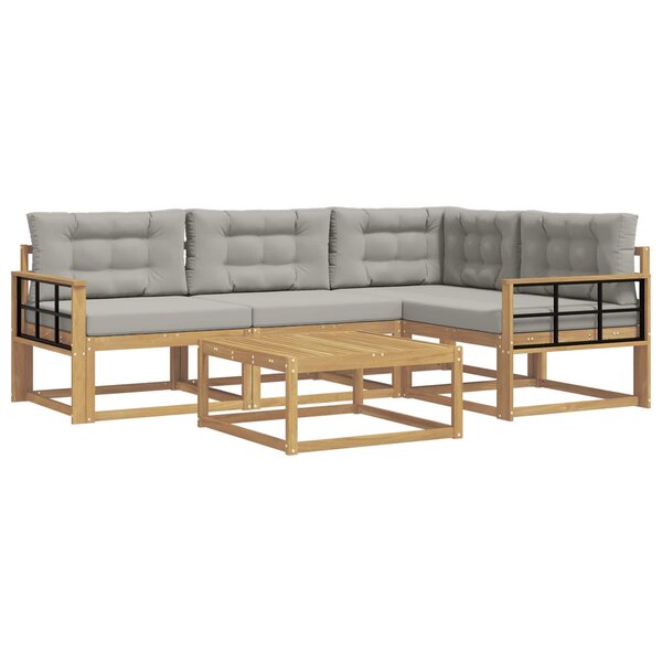 vidaXL Ensemble de canapés d'extérieur 5 Pièces Blanc et gris clair