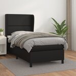 vidaXL Sommier à lattes de lit avec matelas Noir 90x200 cm Similicuir