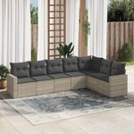 vidaXL Salon de jardin avec coussins 7 Pièces gris clair résine tressée