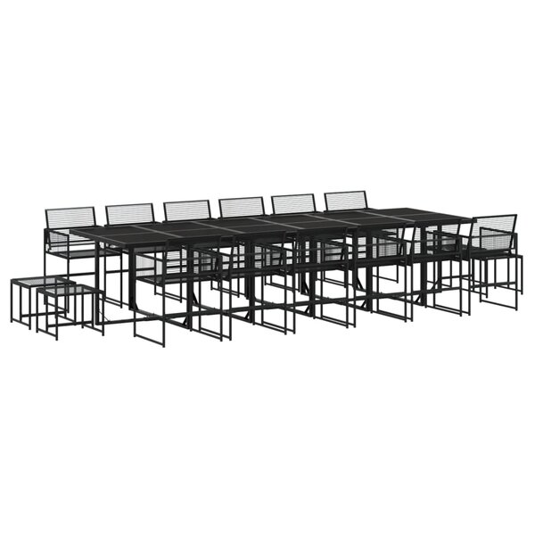 vidaXL Ensemble à manger de jardin 17 Pièces noir résine tressée