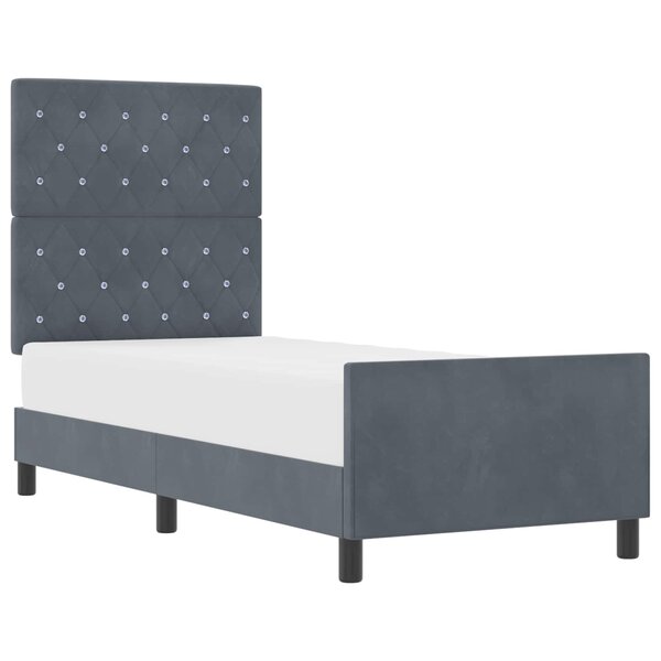 vidaXL Lit à ressorts avec tête de lit Gris foncé 80 x 200 cm Velours
