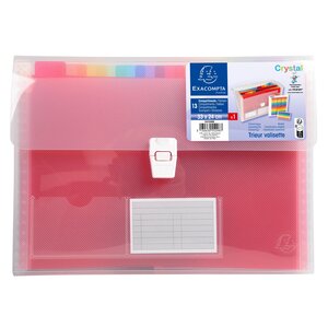 Trieur Valisette Polypropylène 13 Compartiments Crystal - 33x25cm - Cristal - X 5 - Exacompta