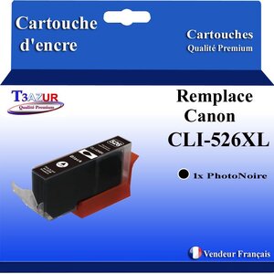 T3AZUR - Cartouche compatibles avec Canon CLI526 CLI-526 XL pour Canon Pixma MG6250 MG8150 MG8250 MX715 MX880 MX885 MX895 - Photo Noire